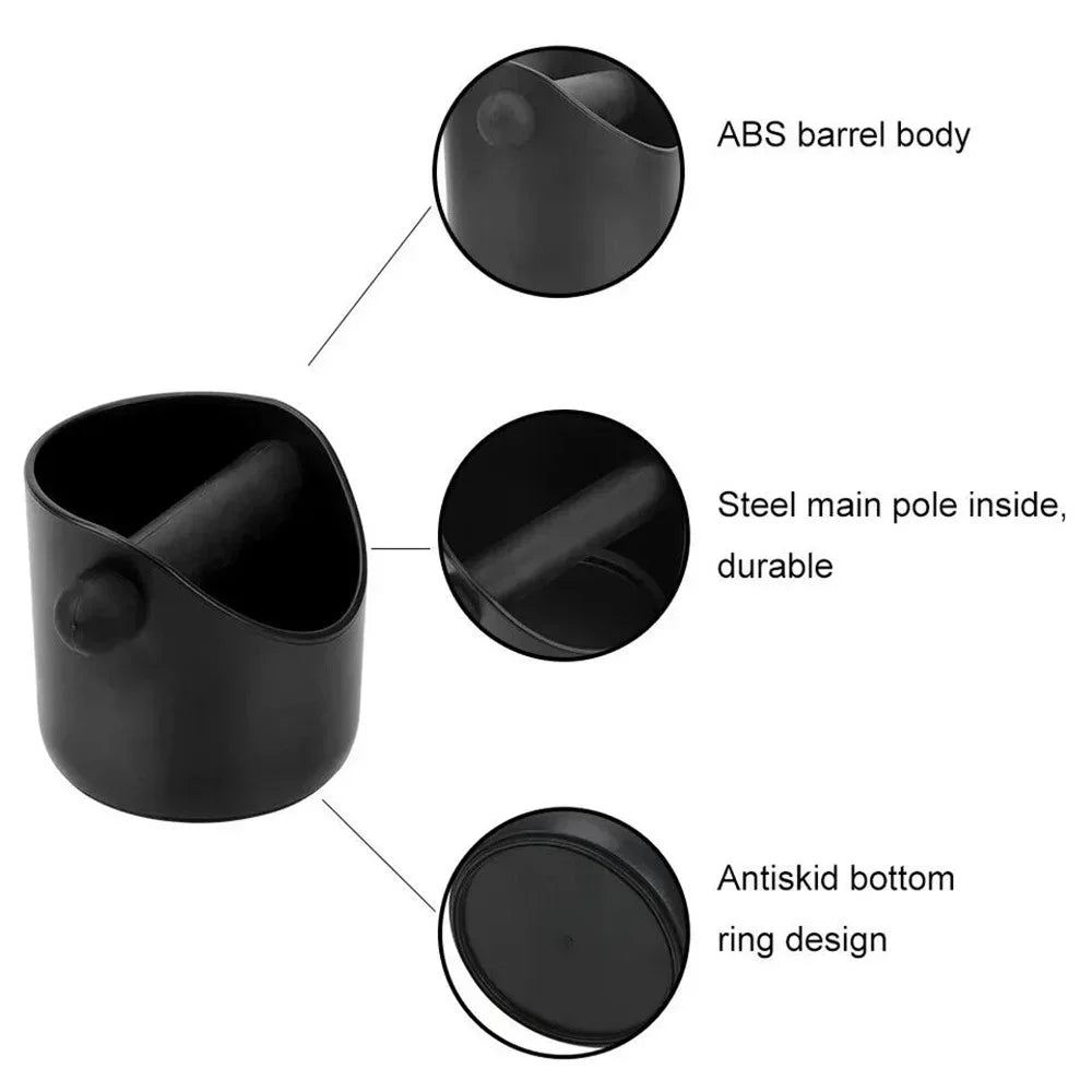 Shock-Absorbent Coffee Knock Box Anti-Slip Espresso Dump Bin for Coffee Grounds with Removable Knock Bar Coffee Grind Waste Bin