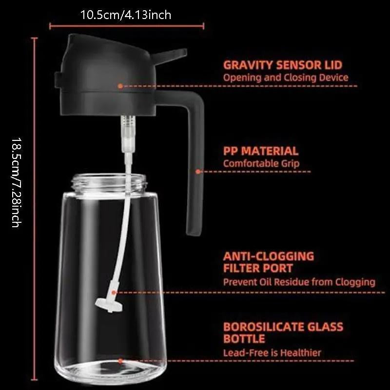 GJ 16Oz/470Ml Oil Dispenser Bottle for Kitchen - 2 in 1 Olive Oil Dispenser & Sprayer - Multicolor Kitchenware for Cooking, Salad, Barbecue Tools