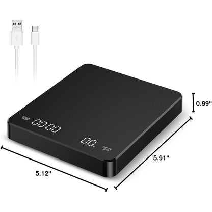 High Precision Digital Coffee Scale with Timer - 3Kg/0.1G Matte Black Espresso Kitchen Scale