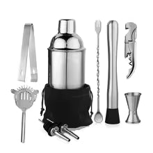 Stainless Steel Cocktail Shaker Bartending Tools Bartender Kit Martini Sharker Drink Mixer Set With Storage Bag