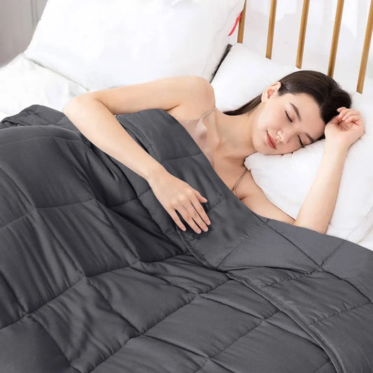 Weighted Blanket Comfortable Weighted Blankets with Glass Beads,15 Lbs, 48"X72", Full Size, Grey, Cooling Weighted Blankets for Adults All-Season
